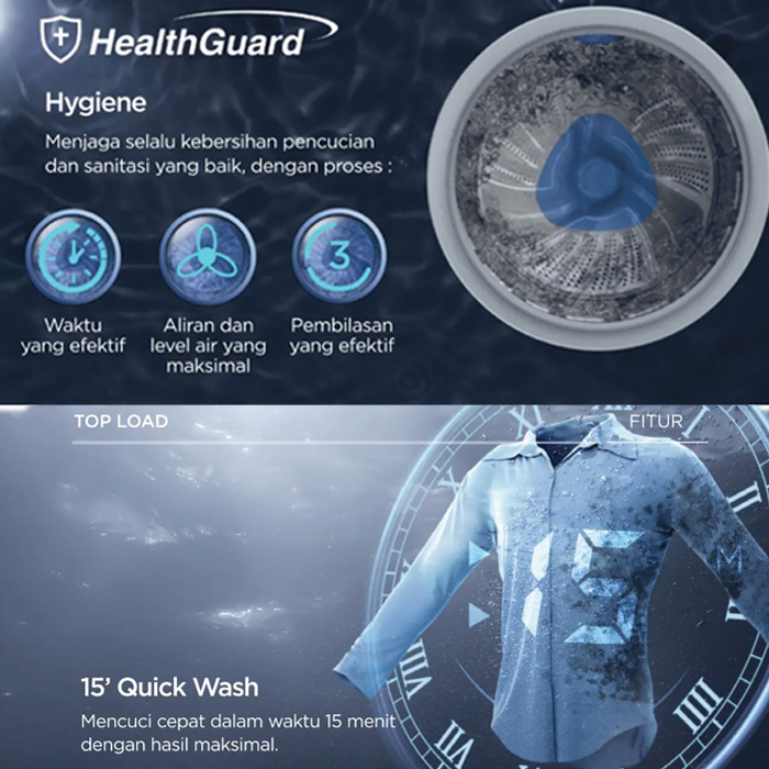 Midea Mesin Cuci 1 Tabung Top Loading 8.5 Kg - MA100W85 | MA100-W85